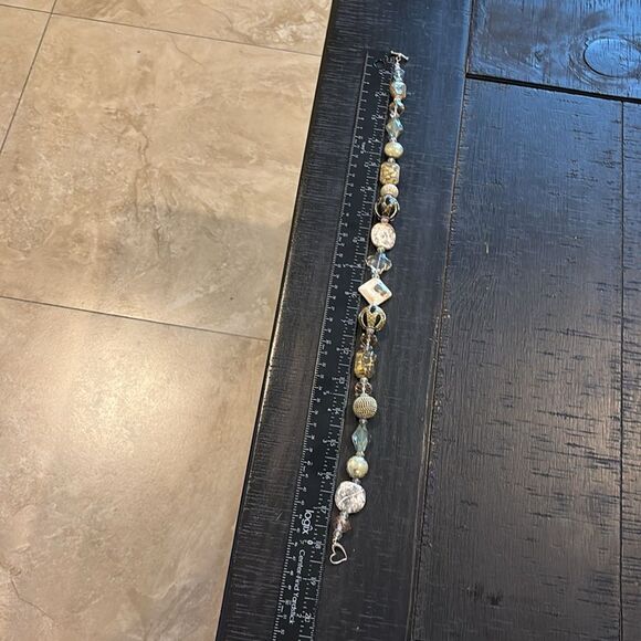 Neutaral Multicolor Beaded Glass Mixed Media Classy Necklace Toggle Closure - Picture 7 of 10